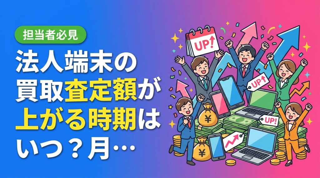 法人のスマホ・PC買取は売る時期で査定額が変わりやすい。新機種発表前や年度末前の需要期、月別の動き、機種サイクル別の見極め方を情シス・総務向けに整理。相場変動の前提と即日対応のコツも解説します。