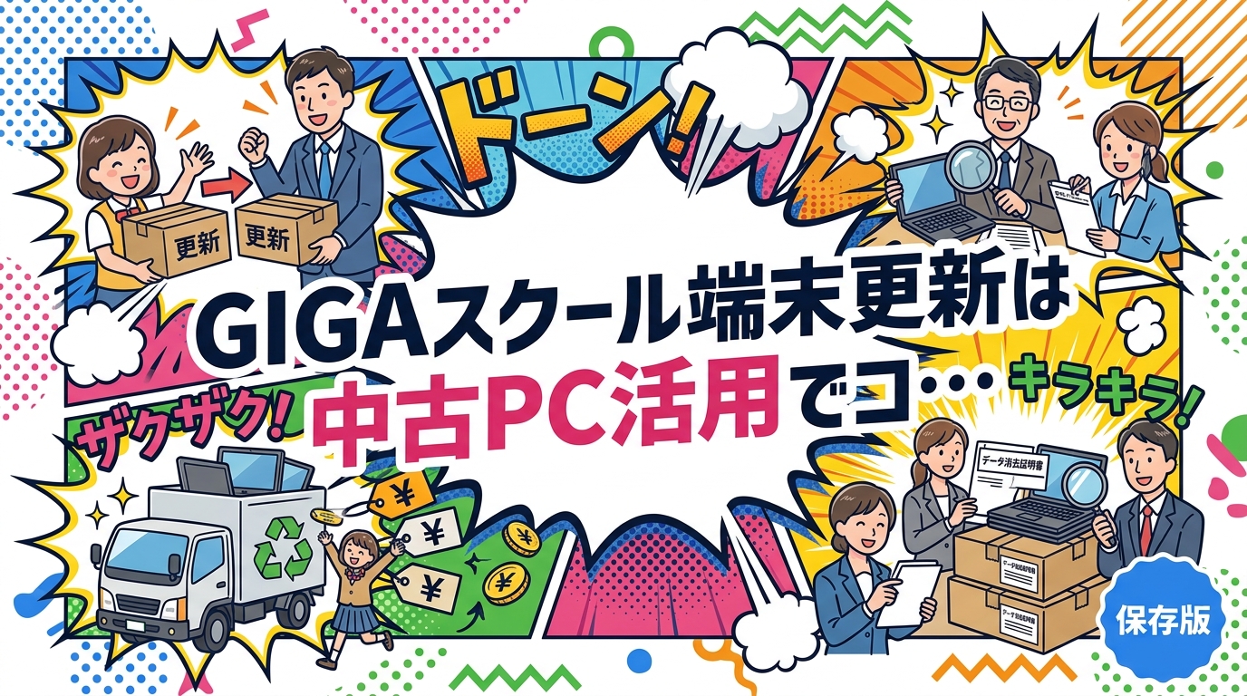 GIGAスクール第2期の端末更新で悩む自治体・学校法人向けに、中古PC活用でコストを抑える方法を解説。旧端末の一括売却、追加調達、入札・請求書払い、データ消去証明書の発行まで実務目線で整理します。