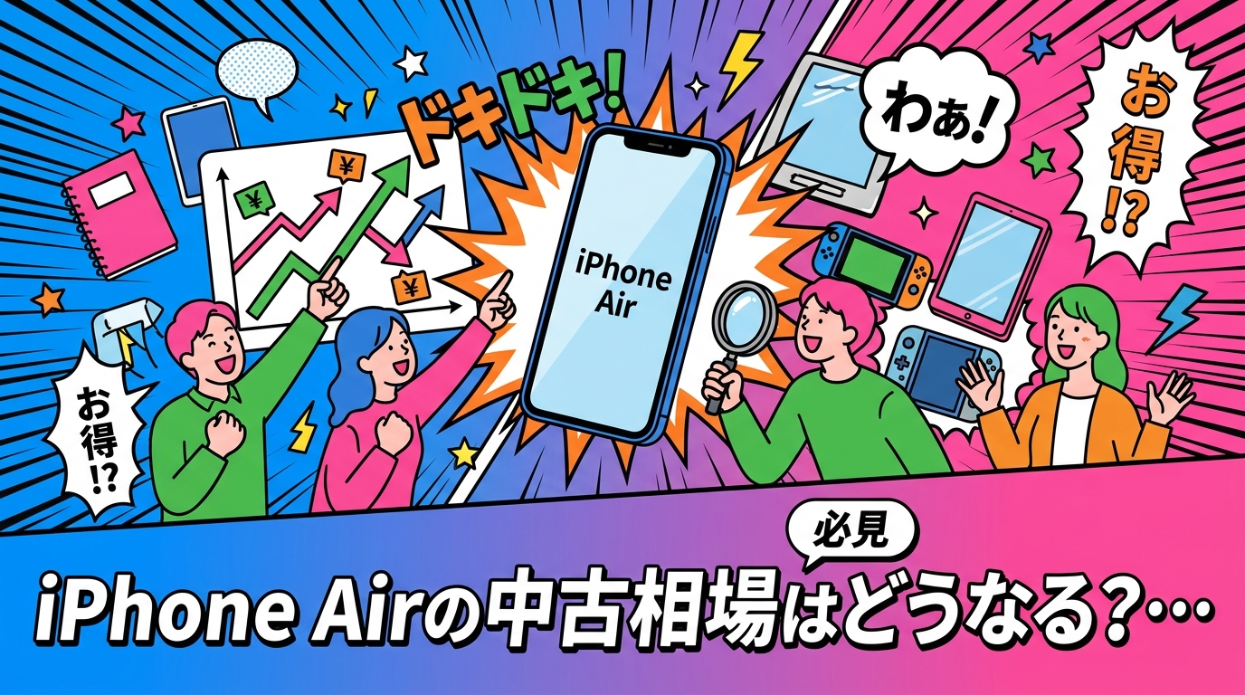 2026年9月のApple発表でiPhone Air 2は2027年春の見込みに。初代iPhone Airの中古販売相場と買取相場の目安、薄型モデル特有の需要、18 Pro発表による値動きの見方、法人が売る・買うときの判断基準を中立に解説します。
