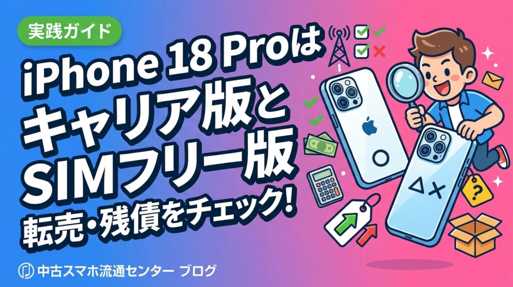 2026年9月発表のiPhone 18 Pro／iPhone Duoを仕入れ・転売する前に押さえたい、キャリア分割の残債とネットワーク利用制限「△」「×」（赤ロム）の仕組み、IMEI照会の手順、SIMフリー版との買取価格差の傾向を法人バイヤー向けに解説します。