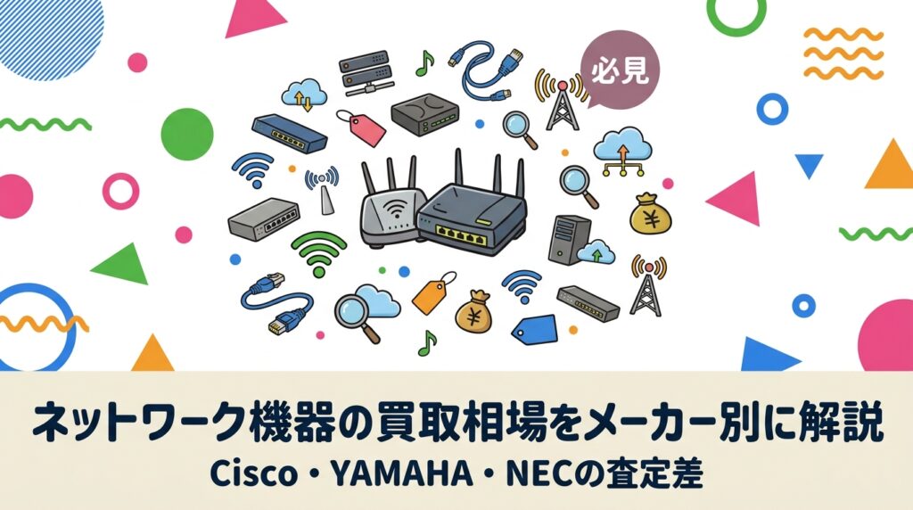 ネットワーク機器の買取相場はメーカーと型番、EOLまでの残期間、付属品の有無で大きく変わります。Cisco・Juniper・YAMAHA・NEC・Fortinet・HPEごとの需要傾向と査定で見られるポイント、査定額を上げる実務手順を法人担当者向けに解説します。