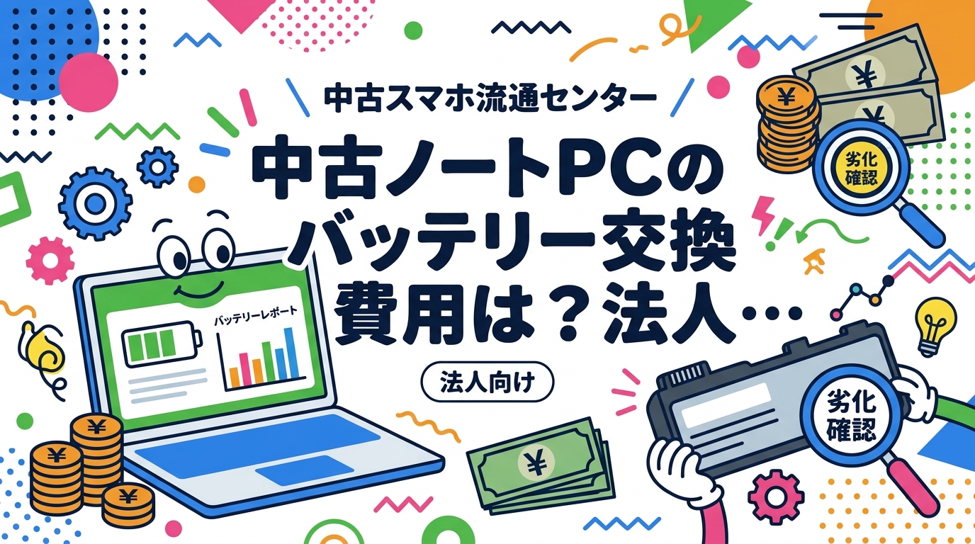 中古ノートPCを法人導入する際のバッテリー交換費用の目安と考え方を解説。Windowsのバッテリーレポートで劣化を確認する手順、交換すべき判断基準、据置用途なら交換しない運用まで、総務・情シス向けに実務的にまとめました。