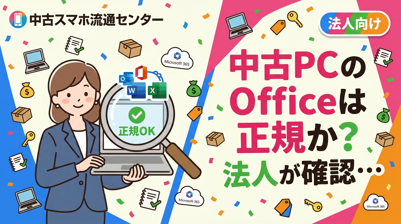 中古PCに付属するOfficeが正規ライセンスかを法人が確認する方法を解説。プリインストール版・パッケージ版・Microsoft 365の違い、製品情報とライセンス認証画面での確認手順、譲渡可否の注意点まで実務目線でまとめます。