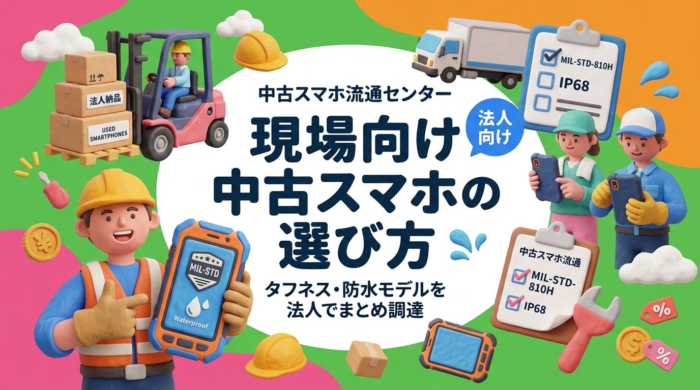 建設・製造・物流の現場に配る端末選びを解説。MIL-STD-810準拠やIP68相当の防水防塵モデルを中古で揃える理由、手袋対応や予備機確保までチェックリスト付きで法人担当者向けにまとめました。