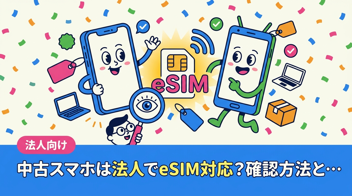 中古スマホを法人のeSIM運用に使えるか不安な情シス担当者向けに、eSIMの定義からiPhone・Androidの対応世代、EID確認手順、SIMロック解除の確認、前オーナーのプロファイル残留やアクティベーションロックの注意点までを実務目線で解説します。