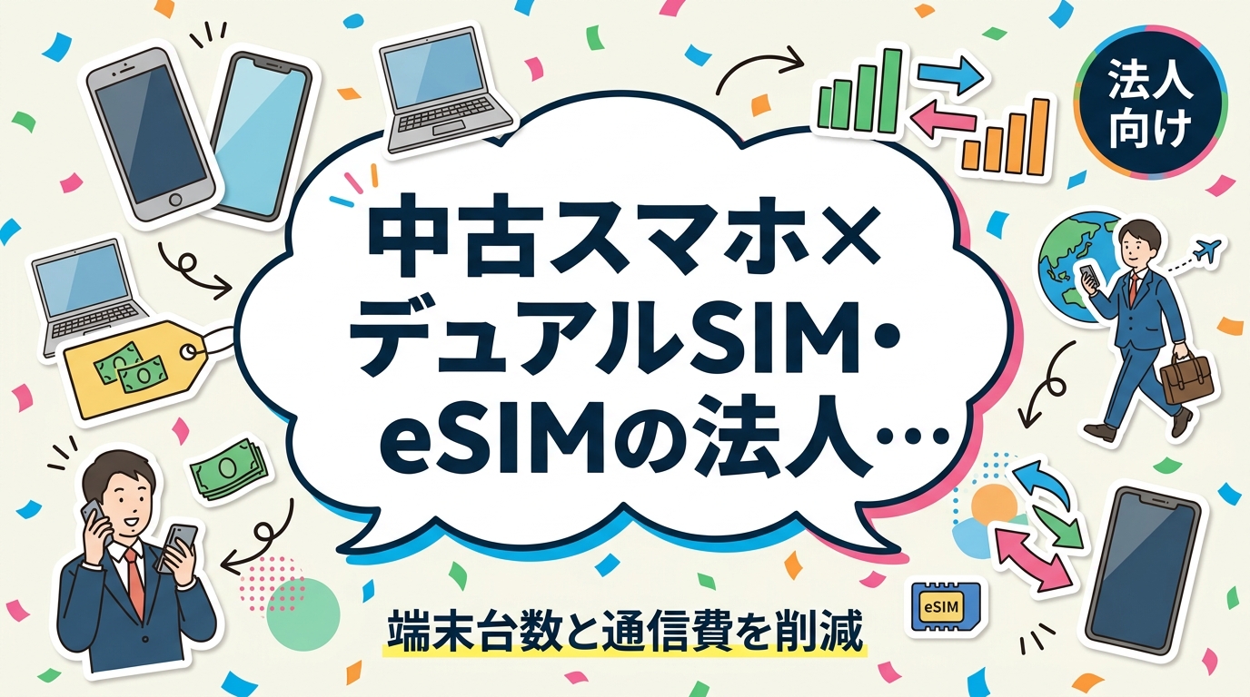 デュアルSIMとは1台で2回線を使える機能です。中古スマホを法人導入し、BYODの回線分離や災害時副回線、海外出張に活用する方法と、対応機種の見分け方・中古購入時の確認手順を実務目線で解説します。
