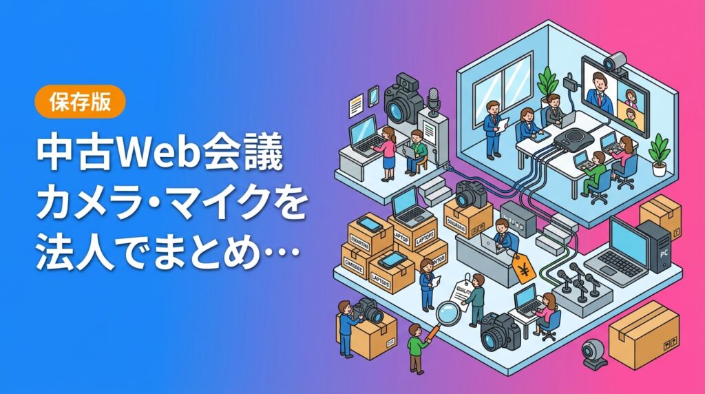 Web会議機器は中古・型落ちでも性能差が小さく、コストを抑えやすい領域です。会議室の人数規模別のカメラ・マイク選定基準、PCやモニターとの一括調達メリット、法人が中古で失敗しない確認ポイントを実務目線で解説します。