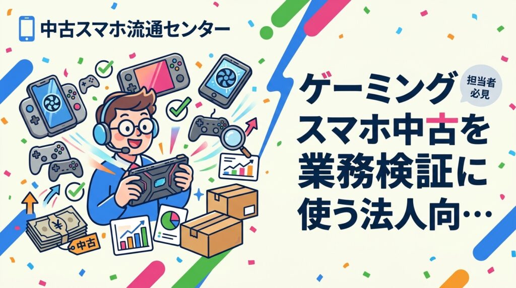 ゲーミングスマホの中古端末はアプリの高負荷検証に向きます。SoC世代・RAM・リフレッシュレート・冷却機構・技適表示の選定基準、バッテリー劣化や常時給電の注意点、法人調達の流れを開発会社向けに解説します。