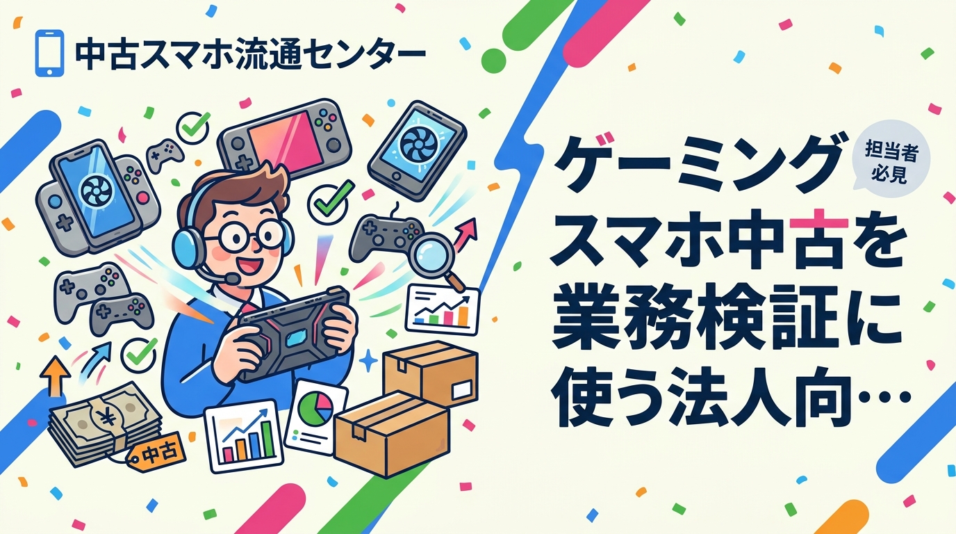 ゲーミングスマホの中古端末はアプリの高負荷検証に向きます。SoC世代・RAM・リフレッシュレート・冷却機構・技適表示の選定基準、バッテリー劣化や常時給電の注意点、法人調達の流れを開発会社向けに解説します。