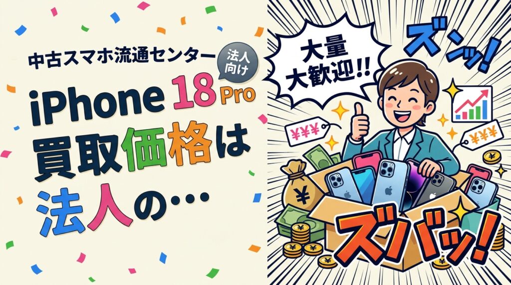 iPhone 18 Proの買取価格は状態・容量・ネットワーク利用制限で変動し、法人の複数台売却では台数まとめによる査定条件の調整余地があります。容量別・グレード別の考え方、残債確認、データ消去証明書まで実務目線で解説します。