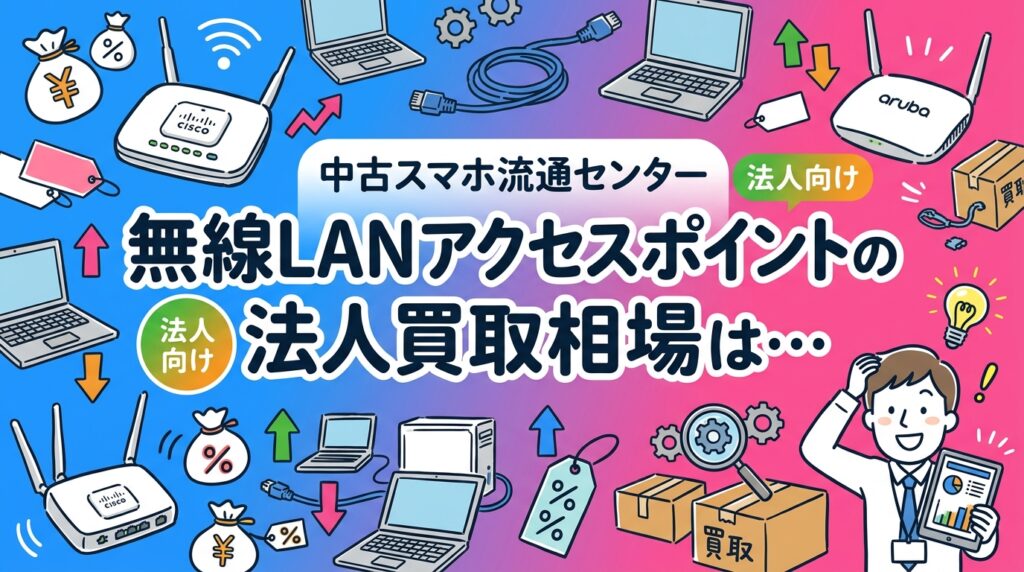 業務用の無線LANアクセスポイントは廃棄せず買取できる場合があります。法人買取の対象条件、査定で見られるポイント、クラウド管理の登録解除やライセンス紐づけの注意点、相場の考え方を情シス担当者向けに解説します。