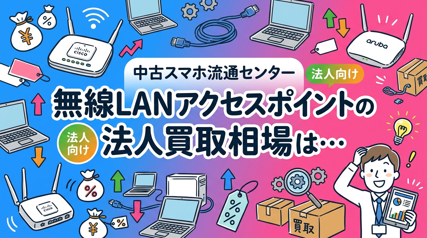 業務用の無線LANアクセスポイントは廃棄せず買取できる場合があります。法人買取の対象条件、査定で見られるポイント、クラウド管理の登録解除やライセンス紐づけの注意点、相場の考え方を情シス担当者向けに解説します。