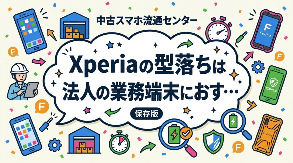 Xperiaの型落ちモデルは防水防塵やイヤホンジャックを備えた個体が多く、現場用の法人業務端末に選ばれています。世代ごとの特徴、OS更新の残り期間、FeliCa対応、バッテリー劣化の見極め、キッティングまで実務目線で解説します。