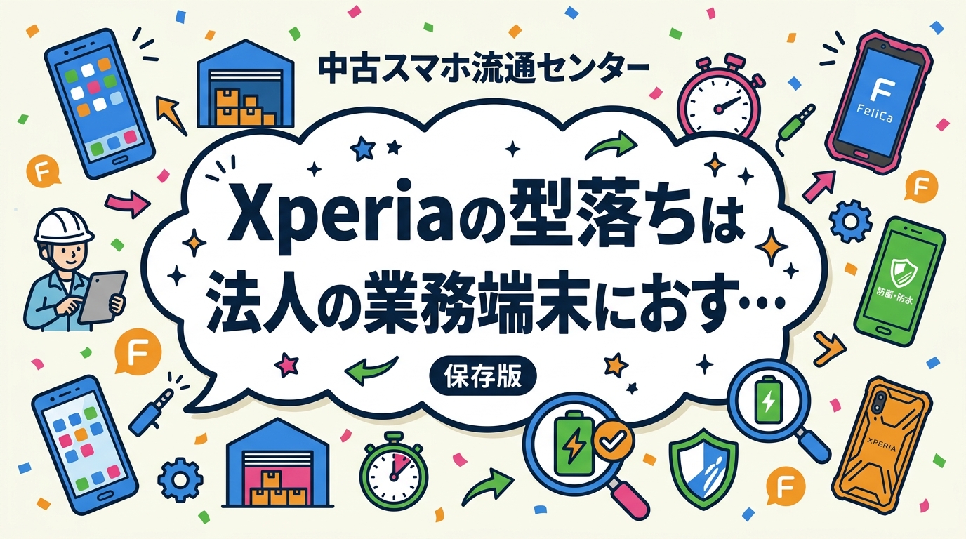 Xperiaの型落ちモデルは防水防塵やイヤホンジャックを備えた個体が多く、現場用の法人業務端末に選ばれています。世代ごとの特徴、OS更新の残り期間、FeliCa対応、バッテリー劣化の見極め、キッティングまで実務目線で解説します。
